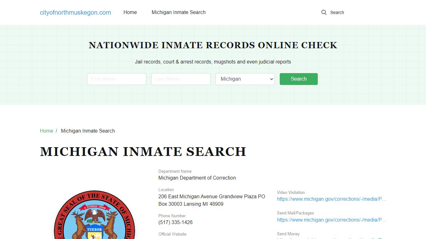 Michigan Inmate Search - City of North Muskegon
